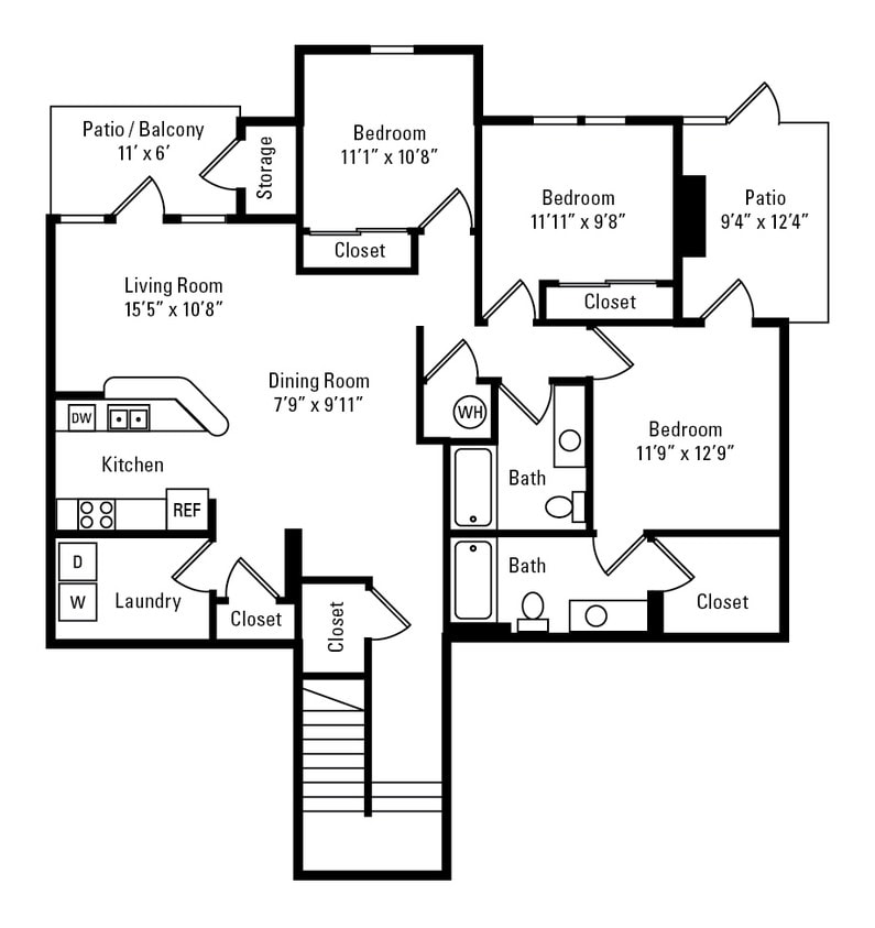 Floor Plan - 3 Bedroom, 2 Bath 1,548 sq. ft. - Callaway
