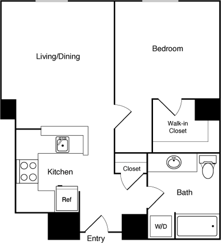 Floor Plan - 1 Bed 403-1303 - NE