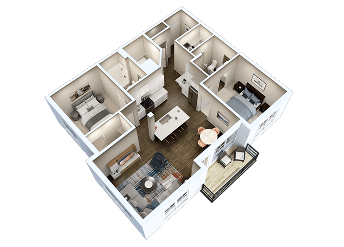 Floor Plan - 2 Bed 2 Bath C 