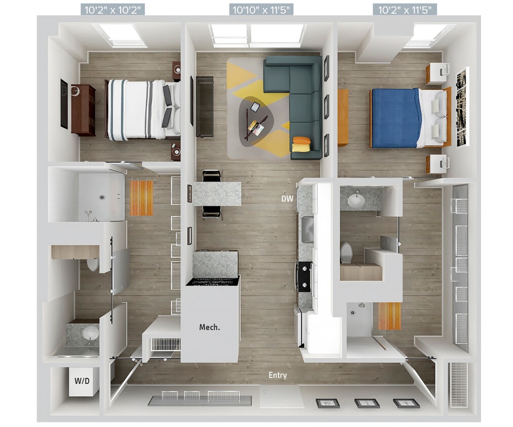Floor Plan - B2-979SF-Apt161