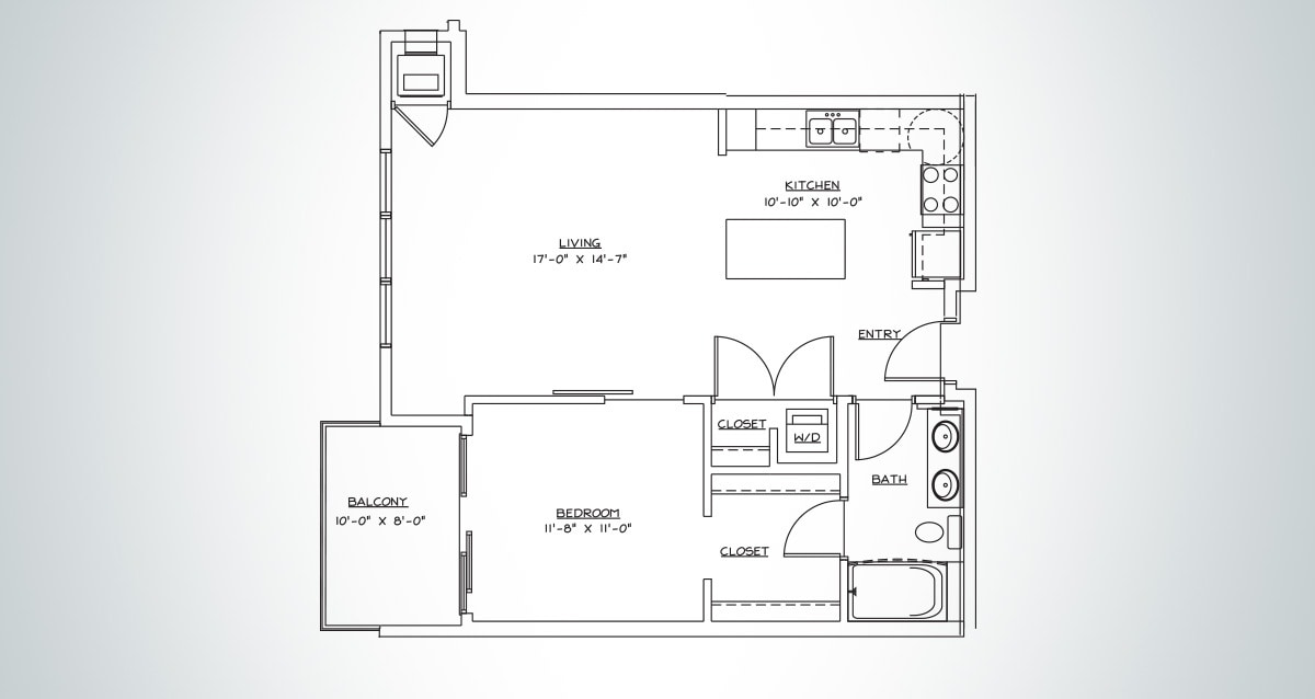 Floor Plan - Blue B8 1X1