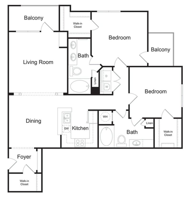 The Vinings 2 bedroom 2 bathroom 1370 sq ft apartment home at The Kendrick located in Atlanta, GA 30324 - The Vinings