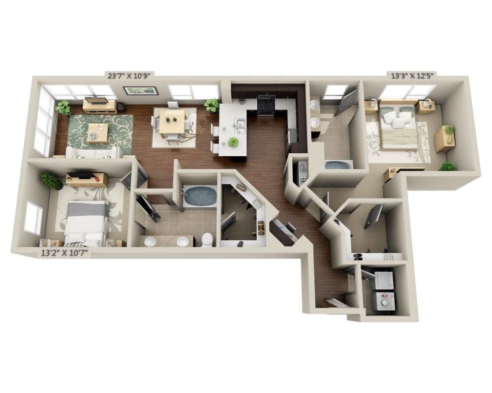 Floor Plan - Two Bedroom B2F