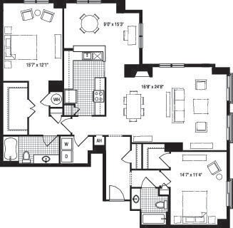 2R floor plan The Clarendon - 2R