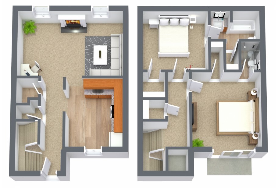 Floor Plan - 2 Bedroom Townhome
