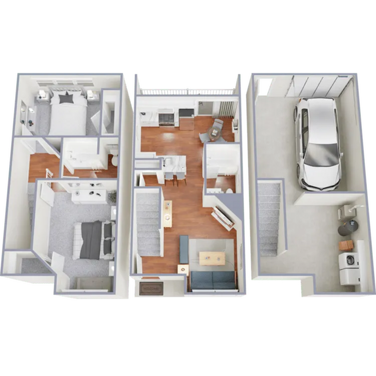 Two bedroom, two bath, 1,312 square foot apartment home - B2