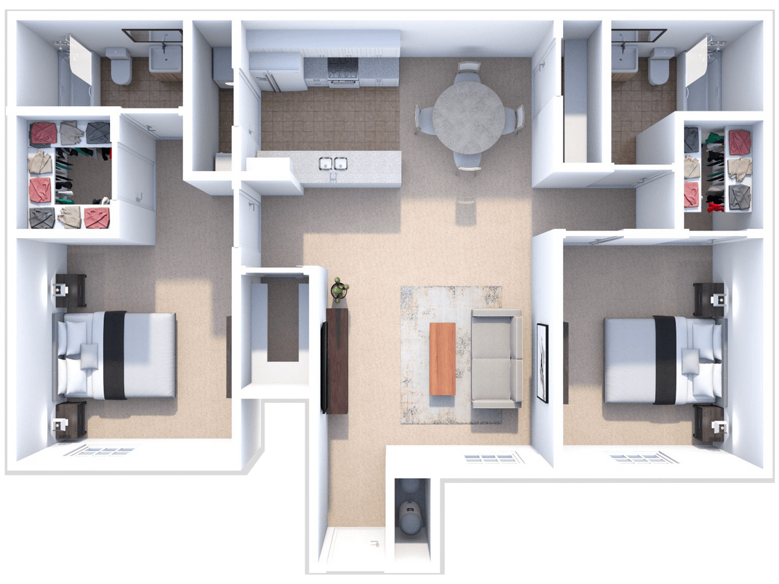 Floor Plan - 2 bed 2 bath
