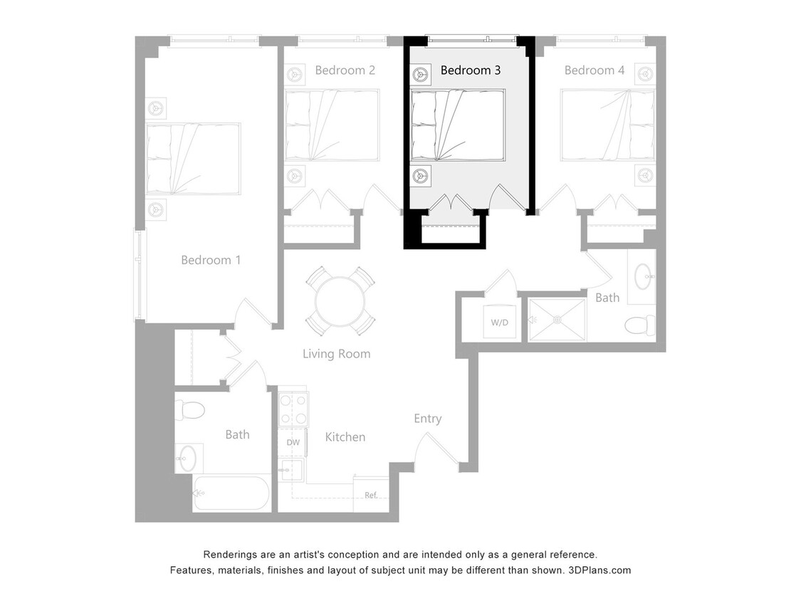 The Reserve_I3, L3 & M3 - Furnished Room in a 4 Bedroom 2 Bathroom (M3)