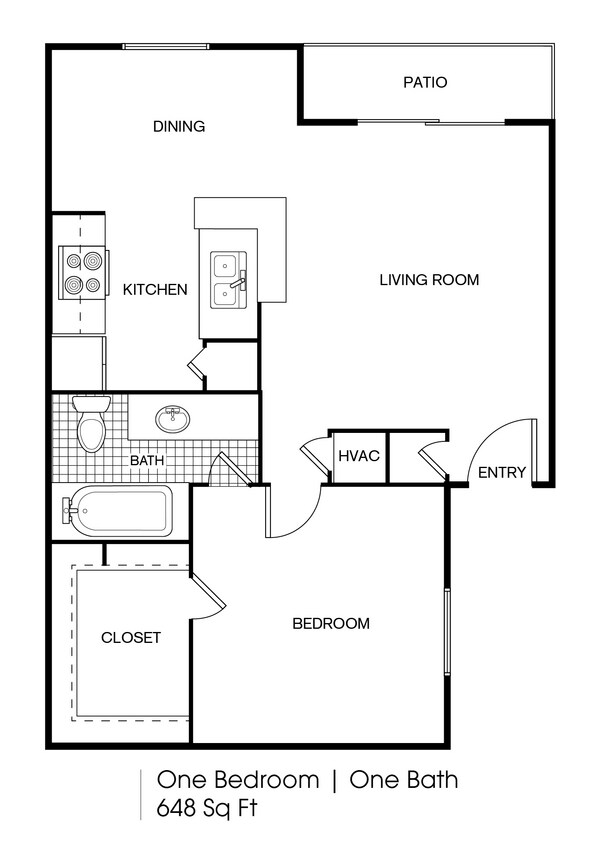 FP_Timber Ridge_648 SF.jpg - 1 bedroom 1 bath