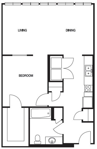 Floor Plan - A07 1 Bed 1 Bath