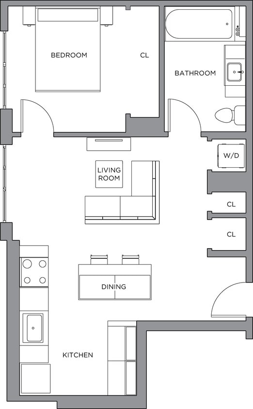 Floor Plan - 1 Bed/1 Bath-700a