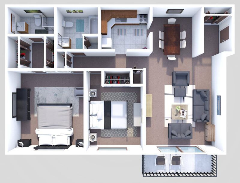Floor Plan - Hudson  2 Bedroom 2 Bath