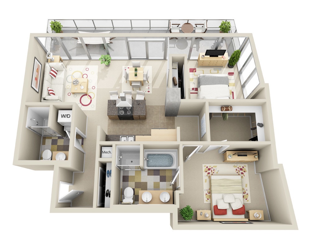 Floor Plan - H-B2G - 2x2