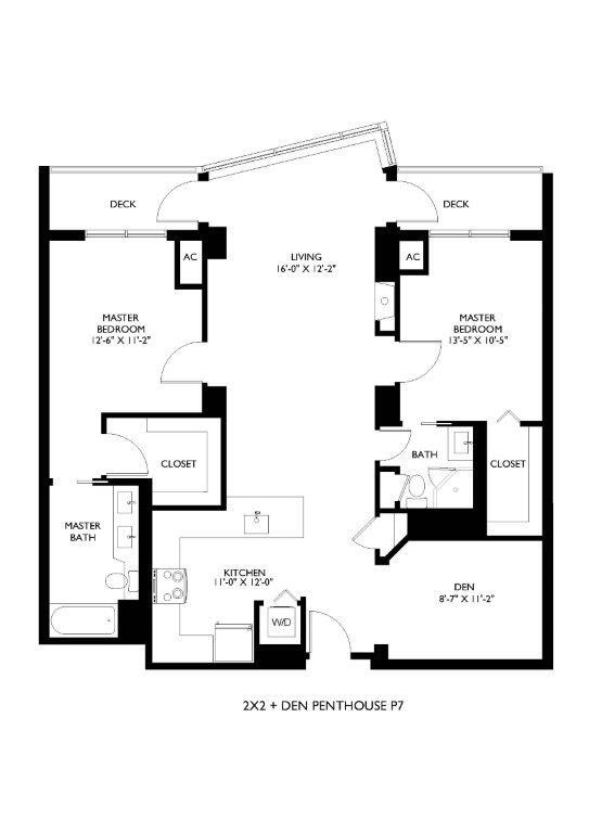 Floor Plan - 2x2 Den Penthouse P7