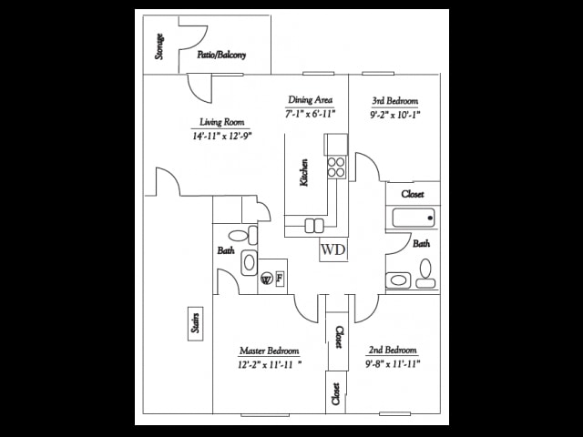 3BR/2BA - Three Bedroom