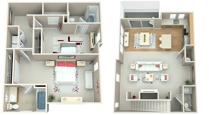 Explore this exquisite duplex layout designed for stylish and comfortable living. - 2 Bed/2.5 Bath