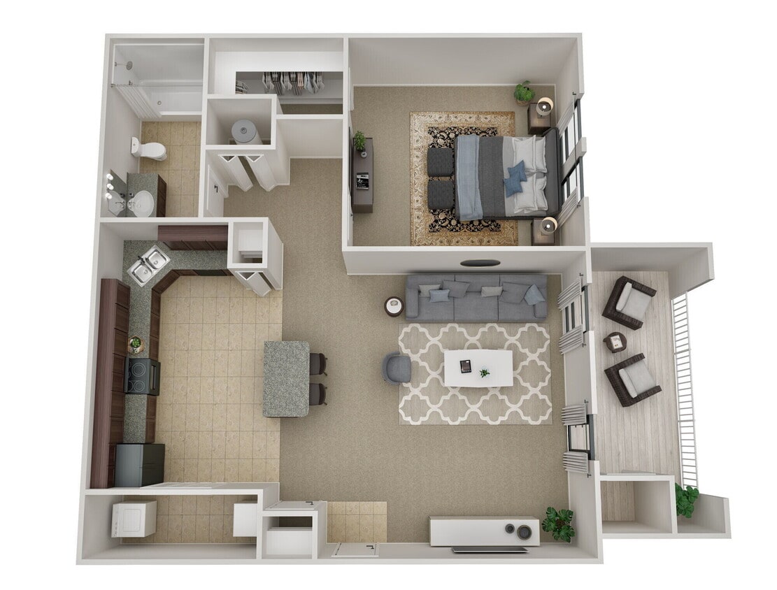 Floor Plan - 1 Bedroom, 1 Bathroom