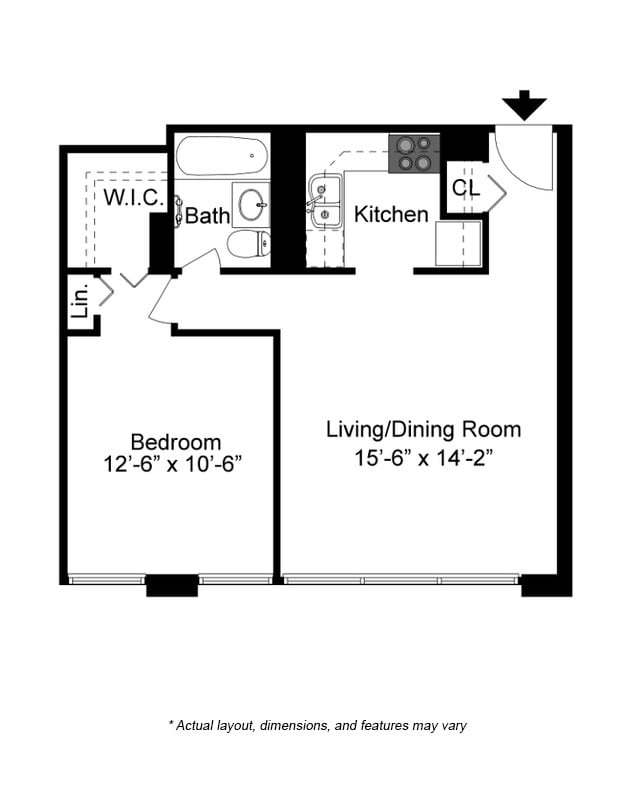 Floor Plan - 1 Bed 1 Bath A