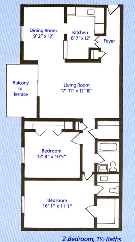 2 Bedroom - 2 Bedroom 1.5 bath