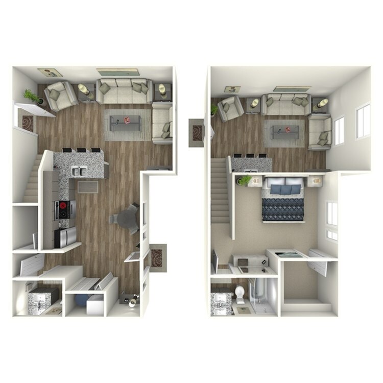 877 square foot one bedroom, one and a half bath loft apartment home - W2 LOFT