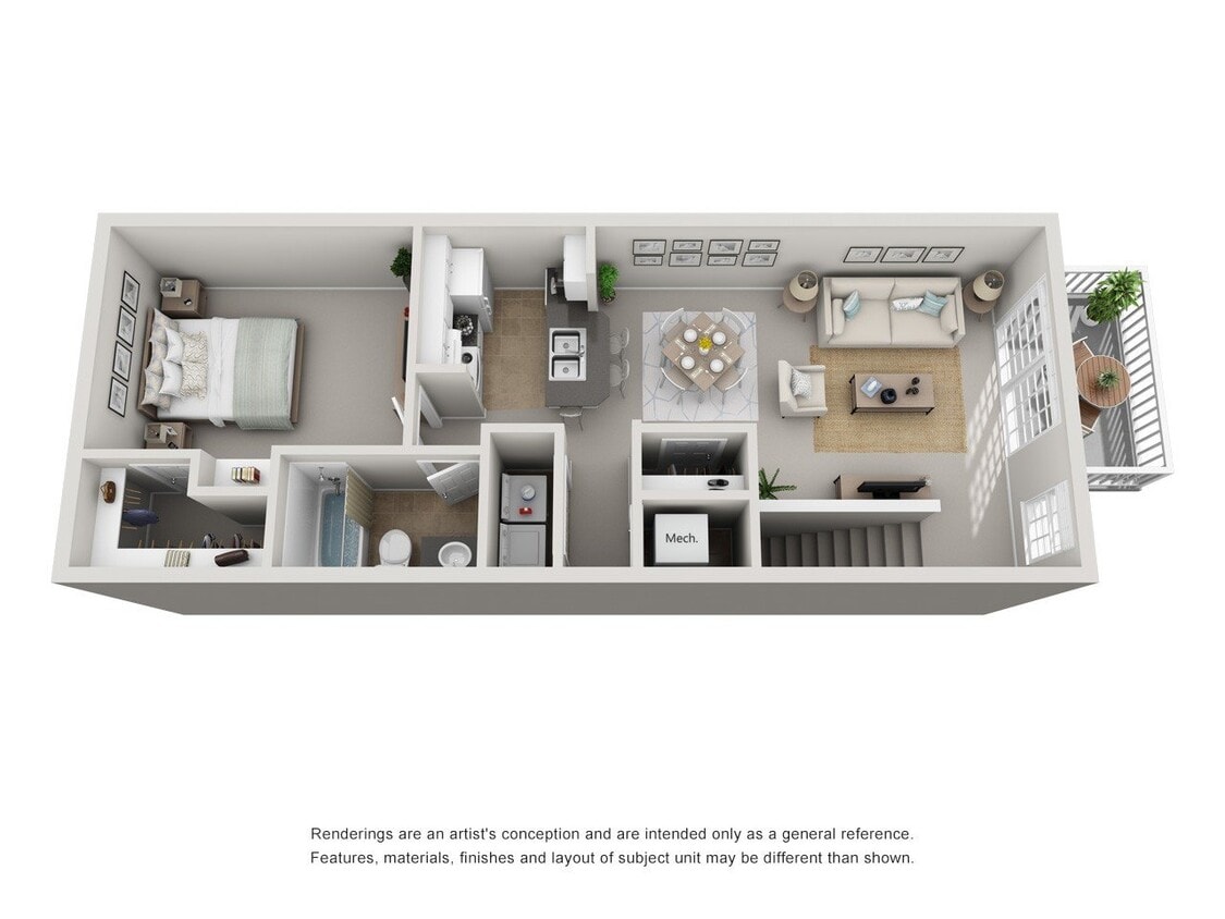 Floor Plan - 1 Bedroom, 1 Bathroom - Renovated