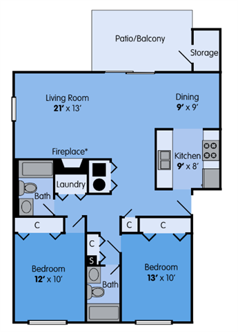 Floor Plan - 2 bed 2 bath Sundance Reno-Elm
