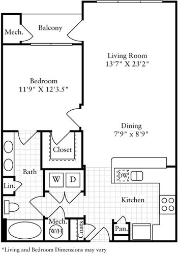 Floor Plan - 1 Bedroom D
