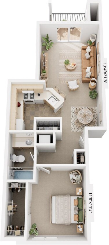 Floor Plan - One Bedroom Traditional