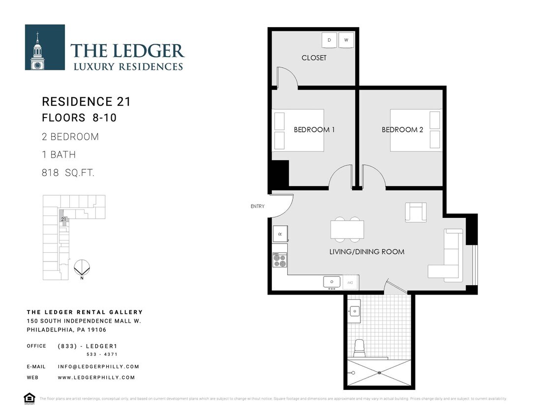 Floor Plan - 21 (Floors 8 & 9) 