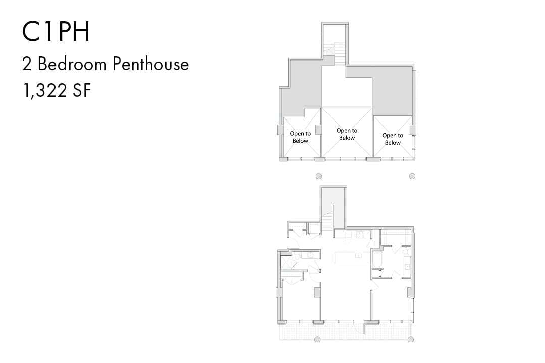 Floor Plan - C1TH 2 Bedroom Townhouse