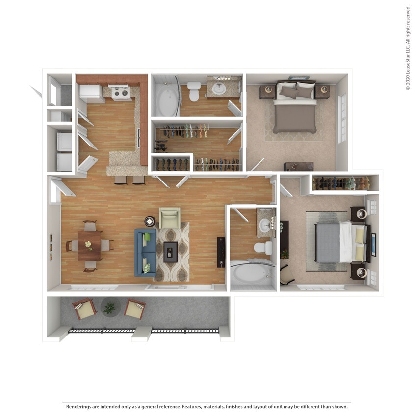 Floor Plan - 2 Bed 2 Bath 1181 SqFt (1055 Net)