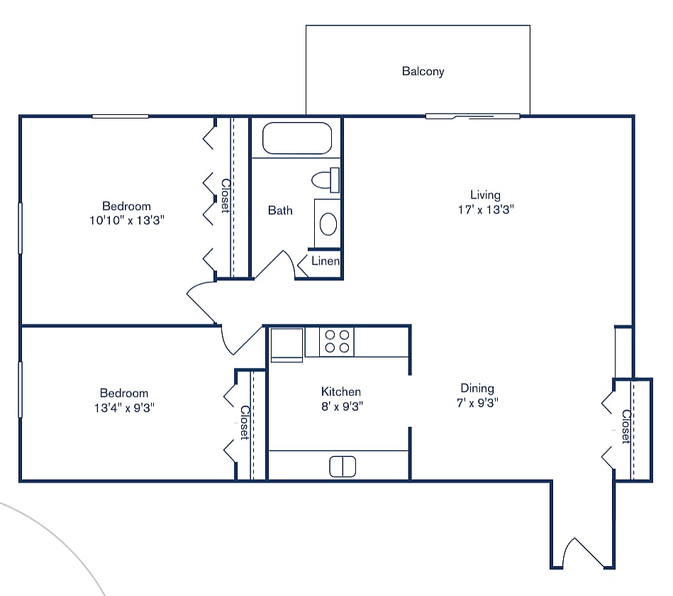 2x1_888[1] - 2 Bedroom, 1 Bath (888 sqft.)
