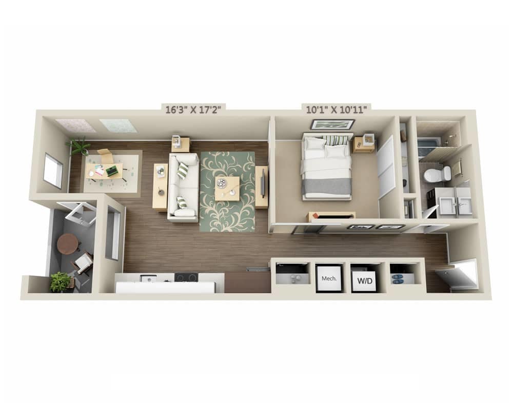 Floor Plan - One Bedroom A1JL