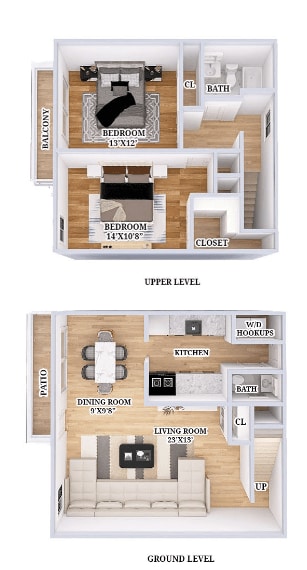 Floor Plan - Renovated 2 Bed 1 1/2 Bath TH