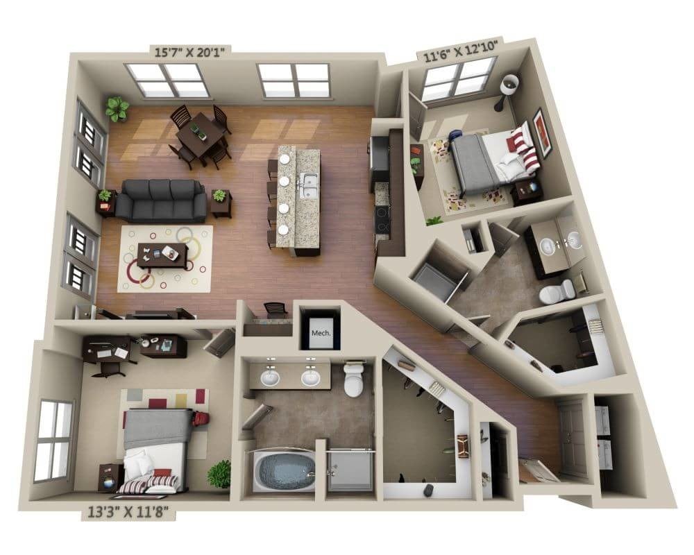 Floor Plan - Two Bedroom B2F
