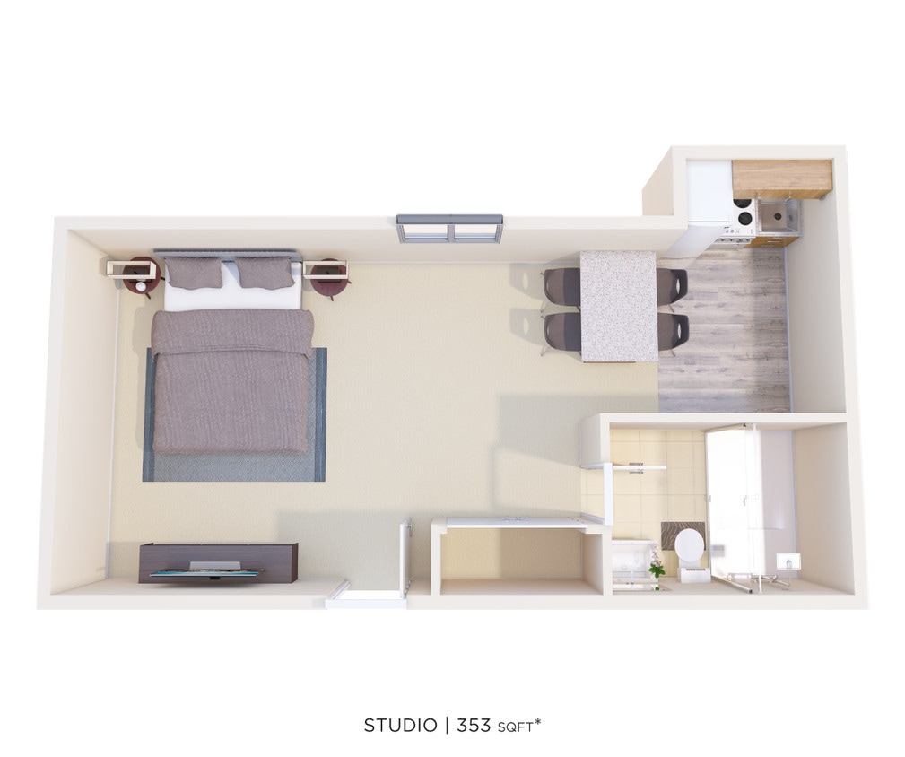 Floor Plan - Studio - 353 sqft