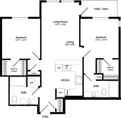 Floor Plan - Two Bed B-2 - Phase III
