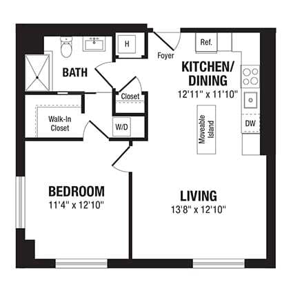 Floor Plan - 1 Bed/1 Bath-A11