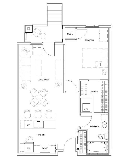 Floor Plan - 1CNP (Surface Lot Parking Only)