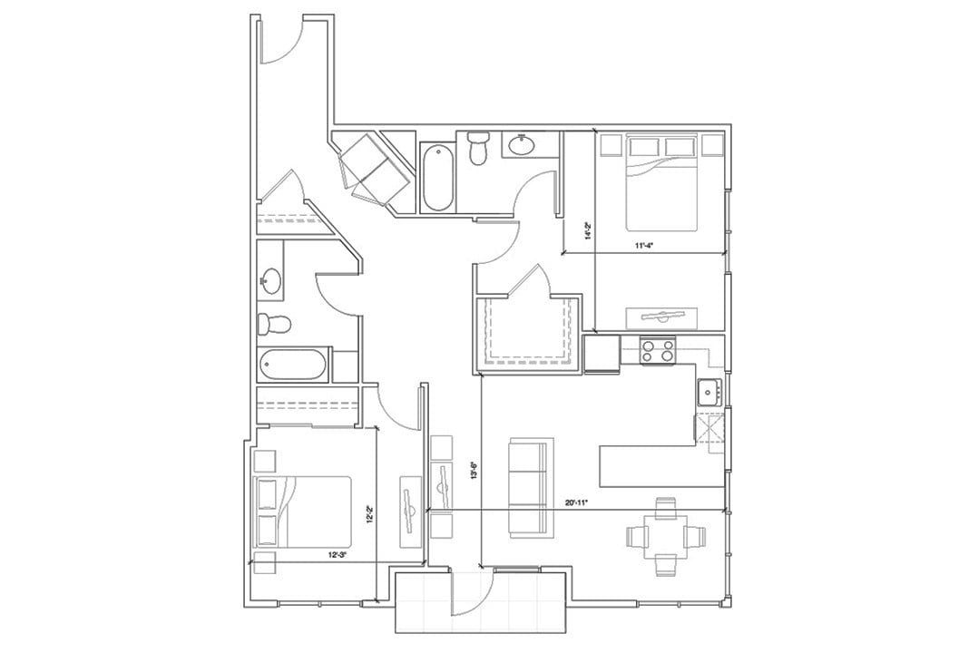 Floor Plan - 2x2 C1