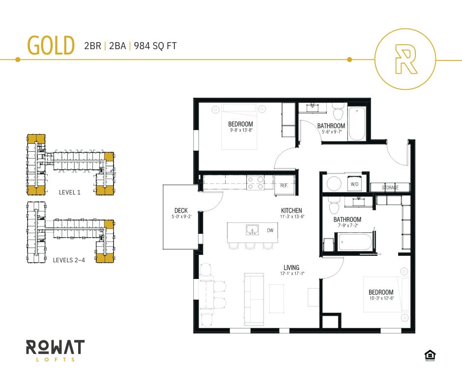 Floor Plan - 2 Bedroom 2 Bathroom - Gold 