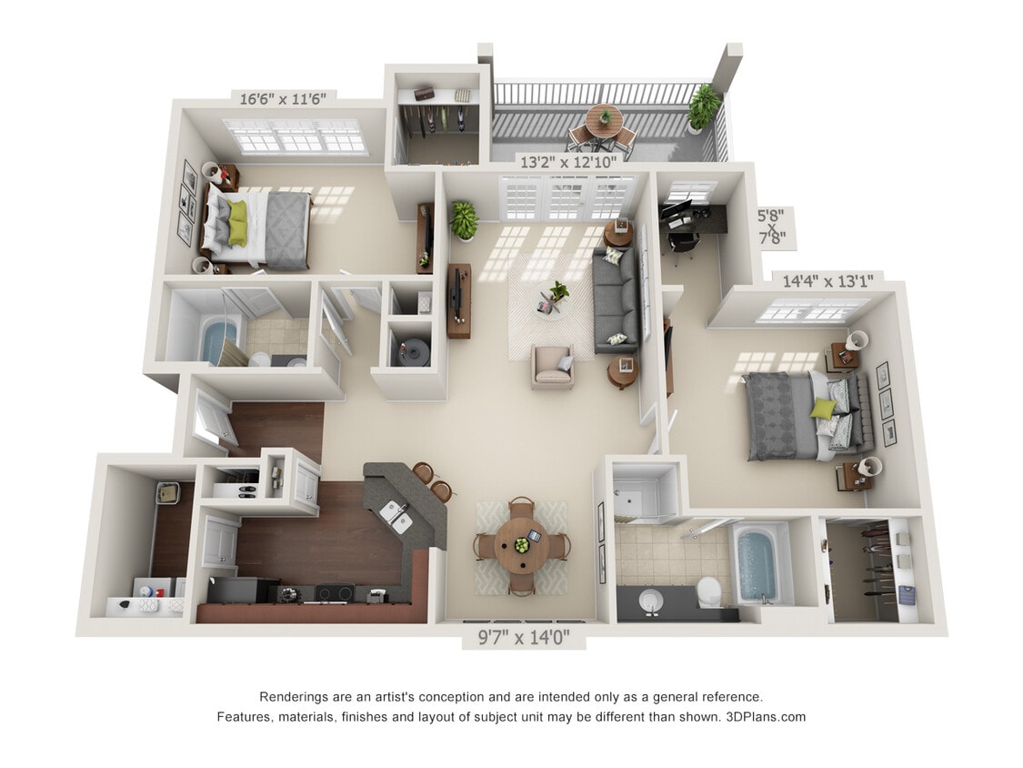 Floor Plan - Two Bedroom with a Deck/Patio