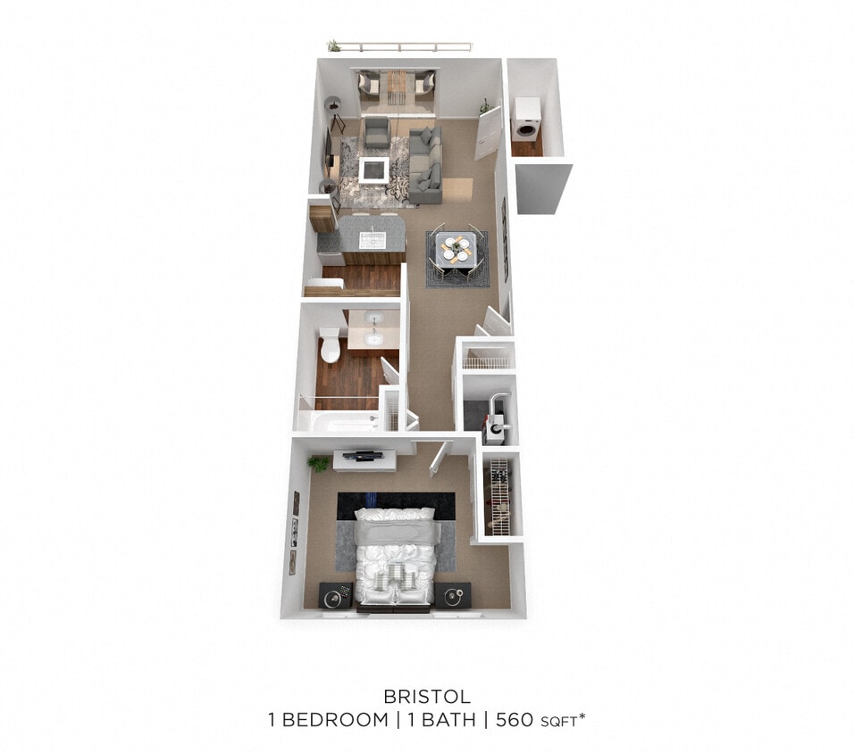 Floor Plan - One Bedroom - 560 sqft