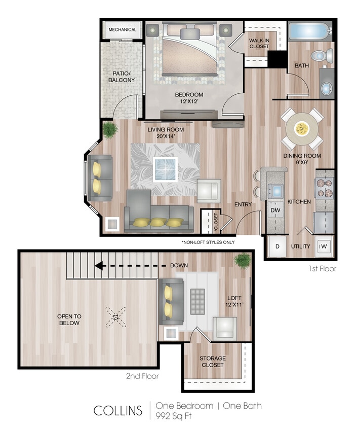 992 Square Feet - Collins with Loft