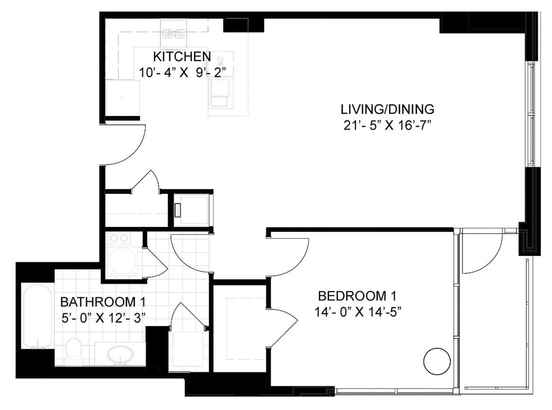 Floor Plan - 1 Bed/1 Bath-A05