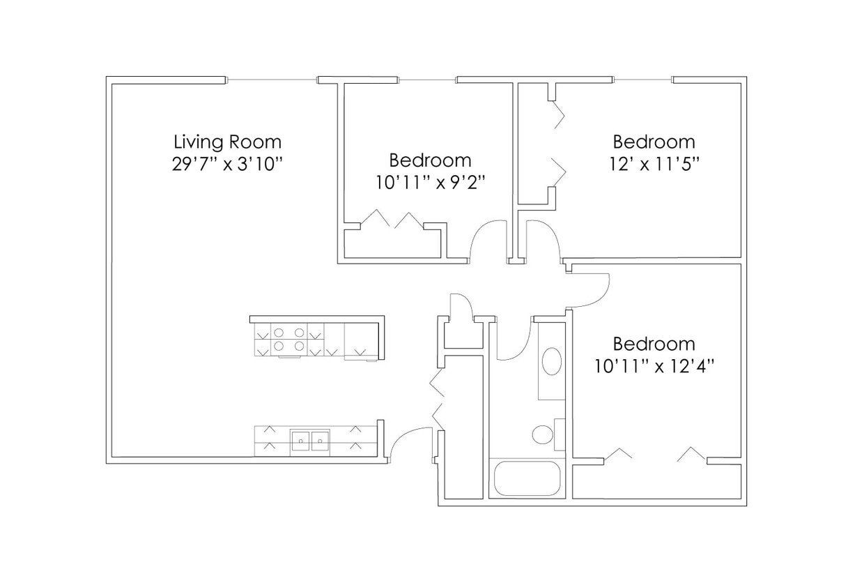 Floor Plan - 3 Bedroom 1 Bathroom A