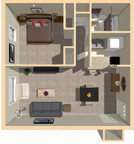 Floor Plan - One Bed One Bath
