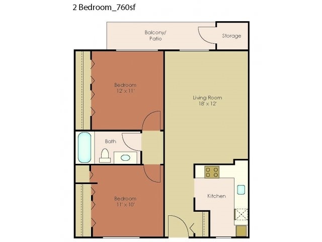 2BR/1BA - Two Bedroom