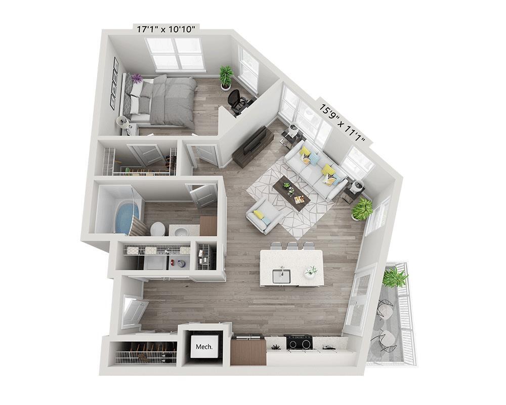 Floor Plan - One Bedroom A1H