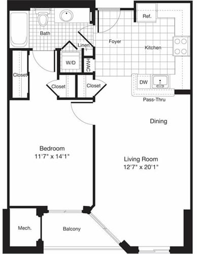 Floor Plan - 1 Bedroom O